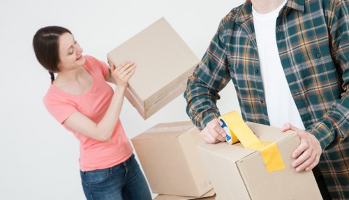 Moving van and boxes prepared for a man and van service