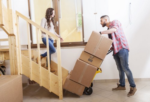 Furniture and boxes being loaded for a Finchley move